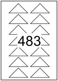 Custom Printed Triangle labels 50mm x 50mm x 70.7mm
