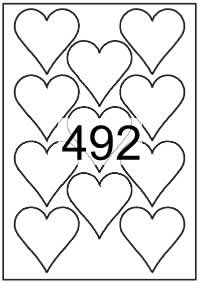 Heart Shape Labels 70mm x 70mm - Printed White Matt Paper Labels