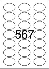 Oval Label 50 mm x 35 mm - Tint Colour Paper Labels