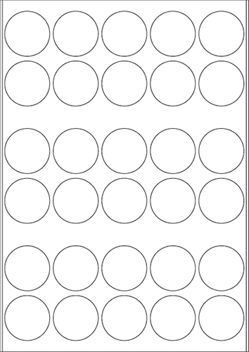 Circle Labels 38mm diameter - Synthetic Labels