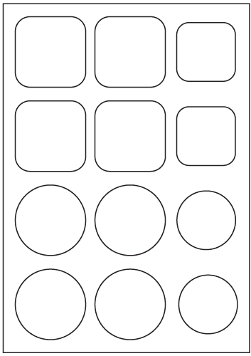 Mixed Shapes Squares and Circles - Fluorescent Paper Labels - Click Image to Close