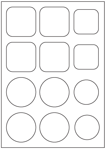 Mixed Shapes Squares and Circles - Fluorescent Paper Labels