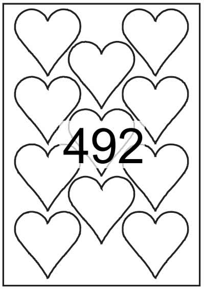 Heart shape labels 70mm x 70mm Tint Colours Paper Labels - Click Image to Close