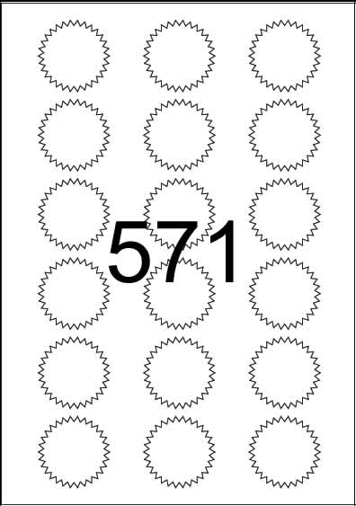 Starburst Shape Label 42 mm x 42 mm - Synthetic Labels - Click Image to Close