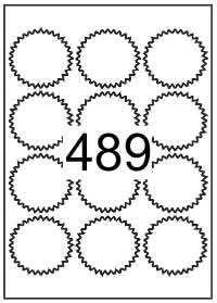 Starburst label 65mm x 60mm - Synthetic labels